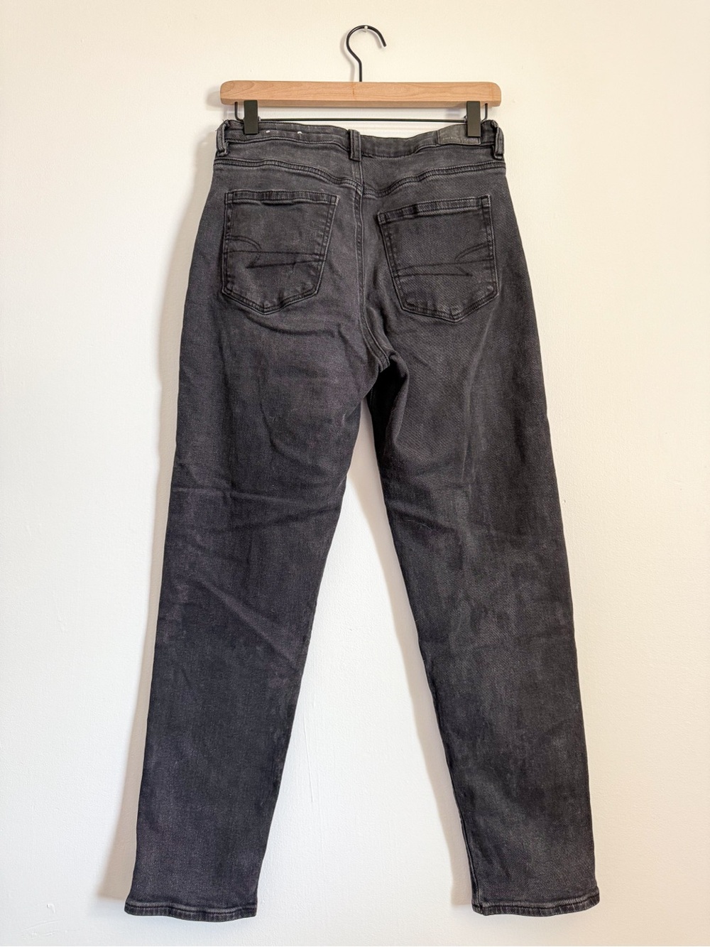 American Eagle Mom Jeans Black High Rise Stretch Denim Size 6 - Picture 8 of 8